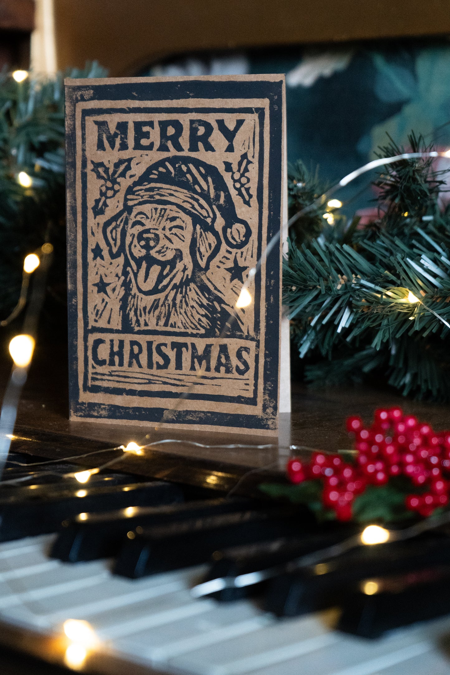 Hand printed Christmas cards - Lino Printed