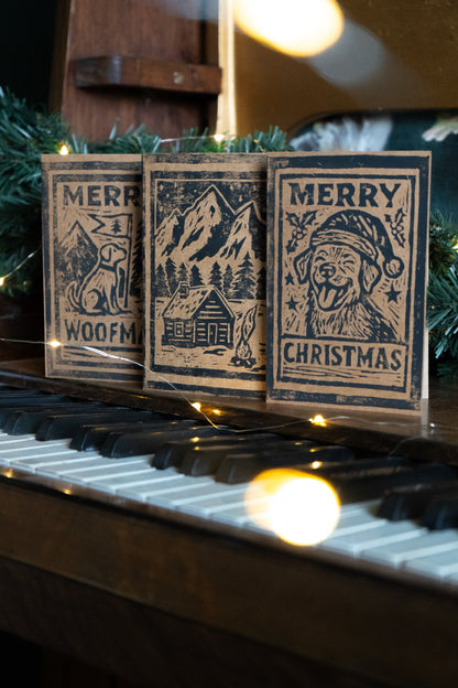 Hand printed Christmas cards - Lino Printed