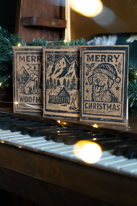 Hand printed Christmas cards - Lino Printed