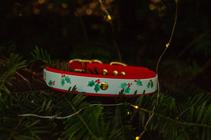 Jolly Holly - Hand painted Biothane collar