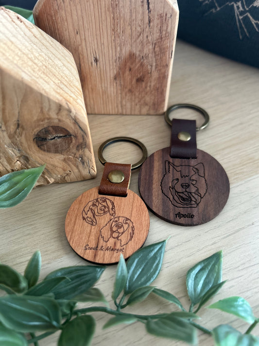 Houten huisdier portret sleutelhanger - Personaliseer mij!