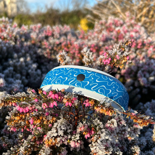 Blauwe golven biothane halsband